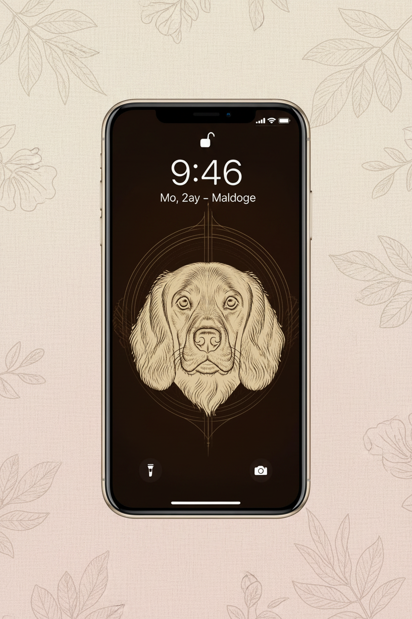 Cockerdor beige line art dark wallpaper on iPhone Pinterest style