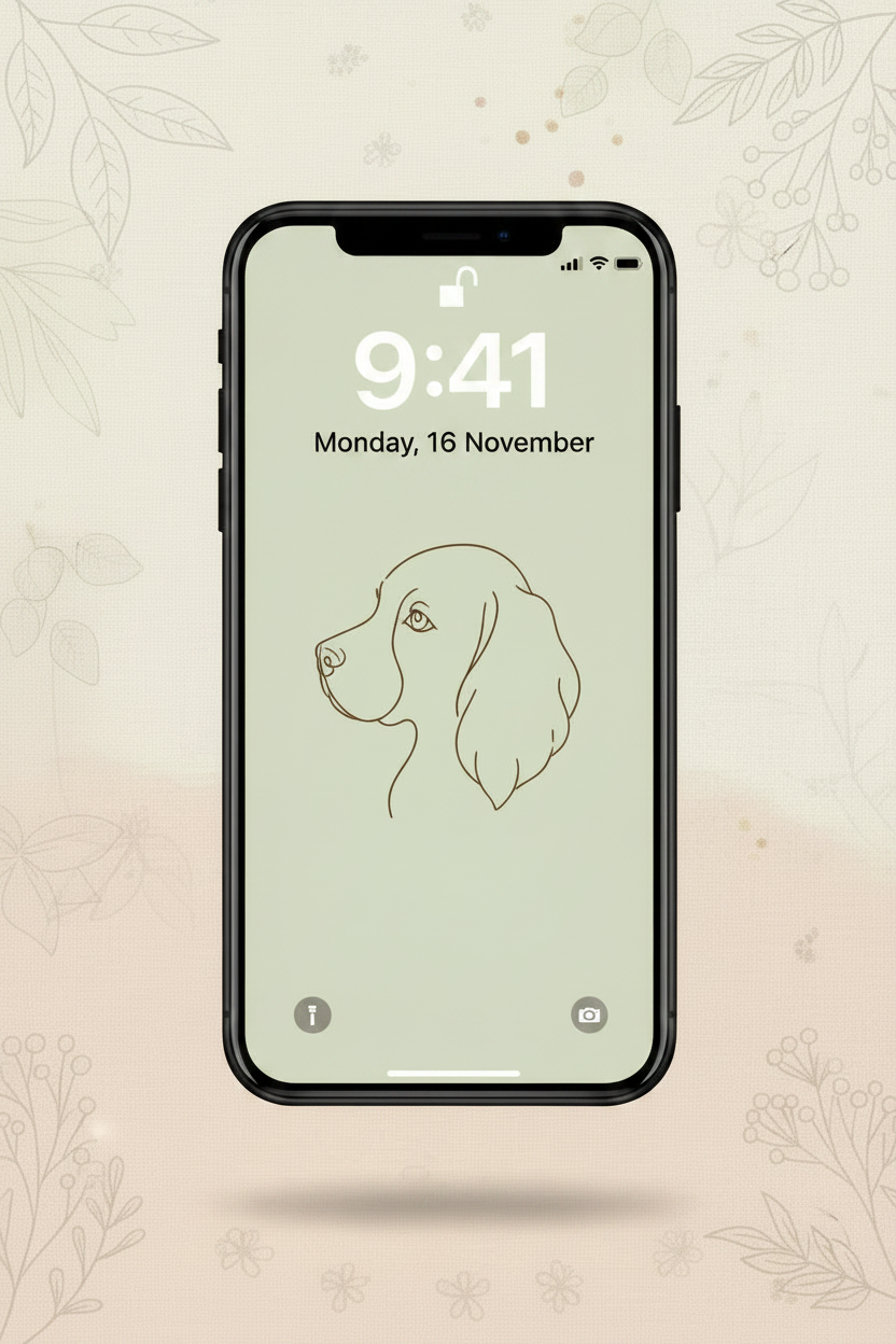 Sage Green Cockerdor Lock Screen Mockup